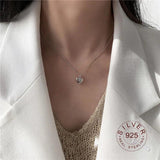 925 Sterling Silver Heart Pendant Necklace Round Jewelry For Women
