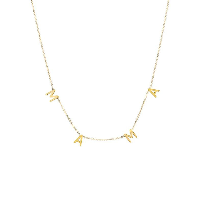 925 Silver MAMA MOM Letter Pendant Necklace 18K Plated Choker Mother's Gift