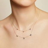 925 Silver MAMA MOM Letter Pendant Necklace 18K Plated Choker Mother's Gift