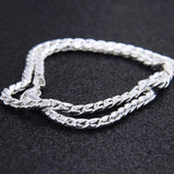 925 Silver Necklace 5MM Snake Chain Unisex Bone Pendant Jewelry 20in