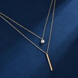 925 Silver Double Layer Zircon Bead Pendant Choker