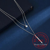925 Silver Double Layer Zircon Bead Pendant Choker