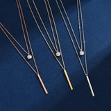 925 Silver Double Layer Zircon Bead Pendant Choker
