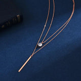 925 Silver Double Layer Zircon Bead Pendant Choker