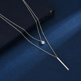 925 Silver Double Layer Zircon Bead Pendant Choker