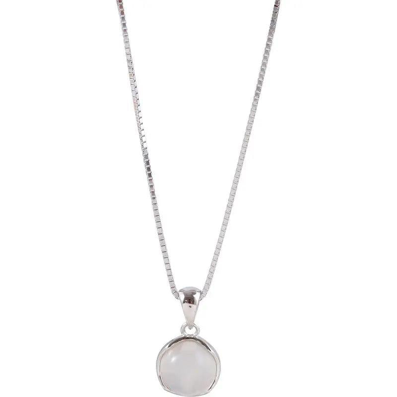 925 Silver Chalcedony Pendant Cats Eyes Choker Necklace Geometric Jewelry