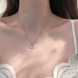 925 Silver Chalcedony Pendant Cats Eyes Choker Necklace Geometric Jewelry