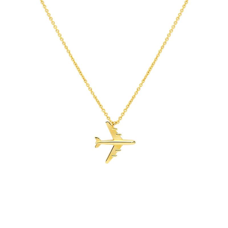 925 Silver Airplane Pendant Necklace For Women Girls Birthday Gift