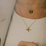 925 Silver Airplane Pendant Necklace For Women Girls Birthday Gift