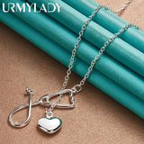 925 Sterling Silver Stethoscope Heart Pendant Necklace