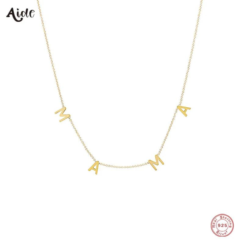 925 Silver MAMA MOM Pendant Necklace 18K Plated