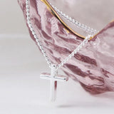 925 Silver Female Cross Pendant Necklace Small Cross Necklace Chain