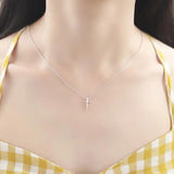 925 Silver Female Cross Pendant Necklace Small Cross Necklace Chain