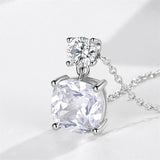 925 Silver Colored Crystal Necklace 9MM Cushion Crystal Pendants Necklace