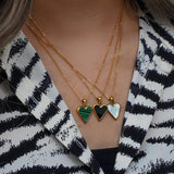 Mother Of Pearl Heart Pendant Women's Neck Chain Stainless Steel