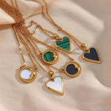 Mother Of Pearl Heart Pendant Women's Neck Chain Stainless Steel