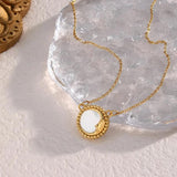 Mother Of Pearl Heart Pendant Women's Neck Chain Stainless Steel