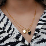 Mother Of Pearl Heart Pendant Women's Neck Chain Stainless Steel