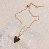 Mother Of Pearl Heart Pendant Women's Neck Chain Stainless Steel