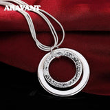 925 Silver Double Round Circle Necklace for Women