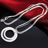 925 Silver Double Round Circle Necklace for Women