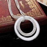 925 Silver Double Round Circle Necklace for Women