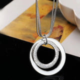 925 Silver Double Round Circle Necklace for Women