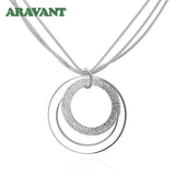 925 Silver Double Round Circle Necklace for Women