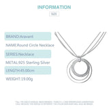 925 Silver Double Round Circle Necklace for Women