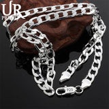 925 Silver 8MM Flat Sideways Chain Necklace For Wedding