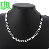 925 Silver 8MM Flat Sideways Chain Necklace For Wedding