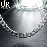 925 Silver 8MM Flat Sideways Chain Necklace For Wedding