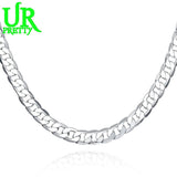 925 Silver 8MM Flat Sideways Chain Necklace For Wedding