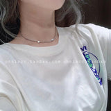 925 Silver Vintage Smile Face Pendant Necklace Women Choker Jewelry