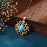 Chinese-style Turquoise Pendant Necklace for Women
