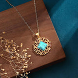 Chinese-style Turquoise Pendant Necklace for Women