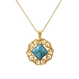 Chinese-style Turquoise Pendant Necklace for Women