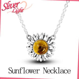 925 Sterling Silver Sunflower Necklace For Women Wedding Gift