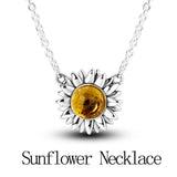925 Sterling Silver Sunflower Necklace For Women Wedding Gift