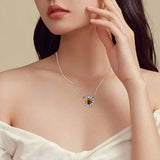 925 Sterling Silver Sunflower Necklace For Women Wedding Gift