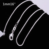925 Silver 1MM Snake Chains Women Necklaces Gift