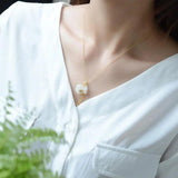 Silver Inlaid Hetian Chalcedony Bag Pendant Necklace Female Charm Niche Jewelry