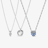 925 Silver Family Always Pansy Flower Pendant Necklace DIY Jewelry