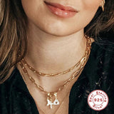 S925 Silver Star Moon Pendant Necklace Jewelry Collar