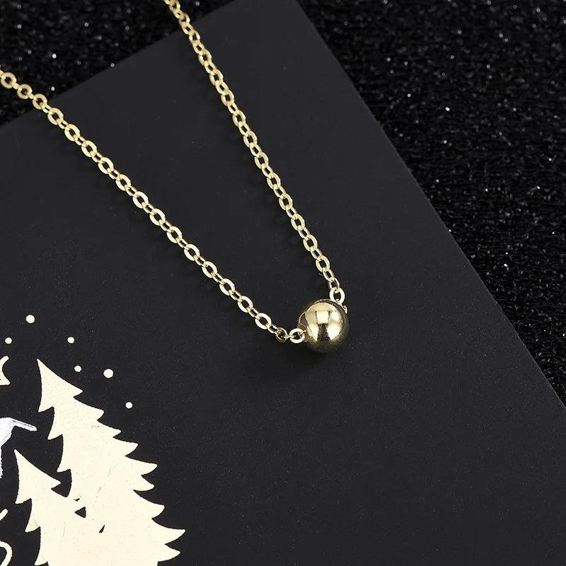 925 Silver 18K Bead Choker Necklace Women Fine Jewelry