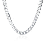 925 Silver 10MM Cuba 20/24 Inch Chain Necklace Women Jewelry GaaBou