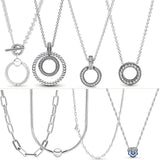 925 Silver Two-Tone Multi-Ring Pendant Necklace Charm Infinity Knot