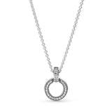 925 Silver Two-Tone Multi-Ring Pendant Necklace Charm Infinity Knot