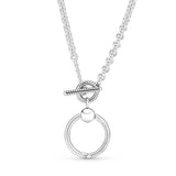 925 Silver Two-Tone Multi-Ring Pendant Necklace Charm Infinity Knot
