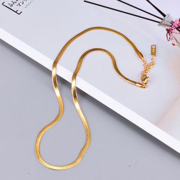 18K Snake Bone Chain Light Necklace Female 999 Full Clavicle Chain
